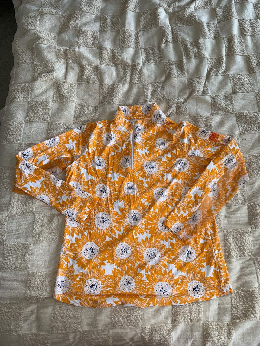 IBKUL Ruthie floral print long sleeve sun shirt in “Orange Peel” size L